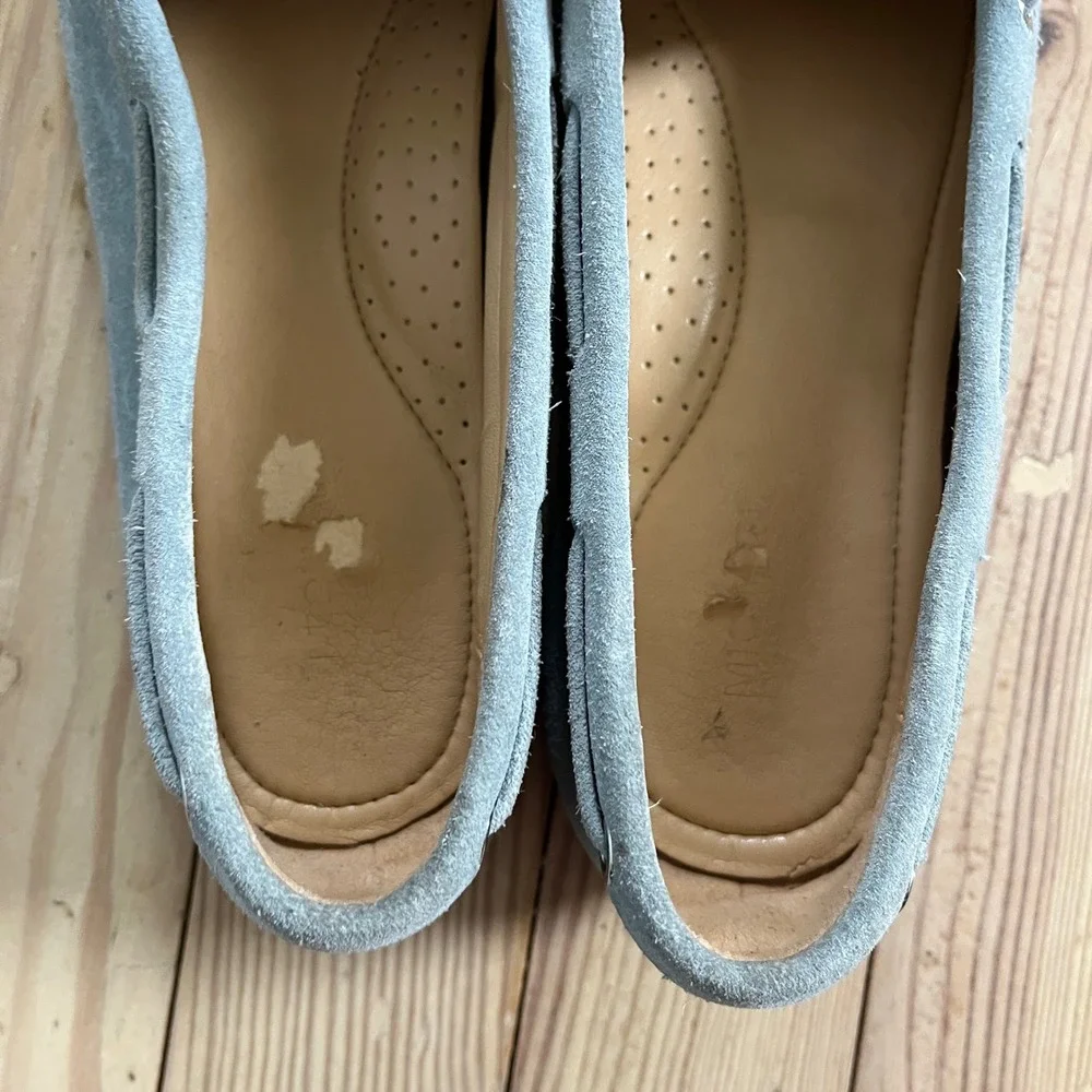 Michael Kors‎ Sutton Suede Moccasins Blue Grey Loafers Silver Hardware MG18C 8M